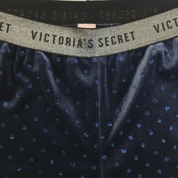 Victoria's Secret Women's Velvet Glitter PJ Bottoms In Dark Blue Size S - Picture 6 of 7